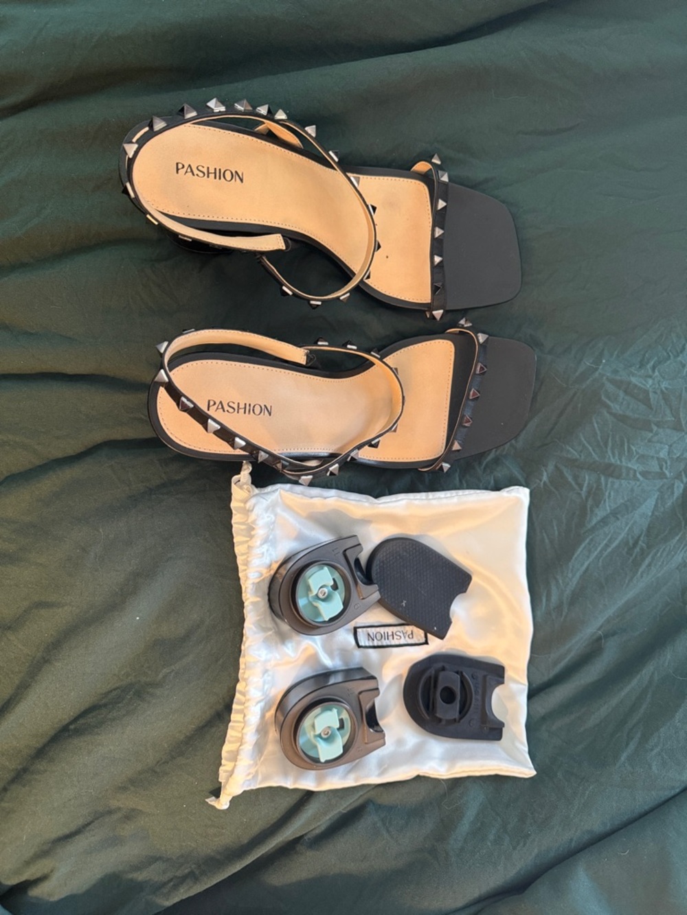 Pashion Footwear Black Studded Square-Toe Sandals - Miranda
